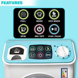 ILEARNNGROW  Mini Washing Machine Pretend Play Toy with Light & Realistic Sound for Kids