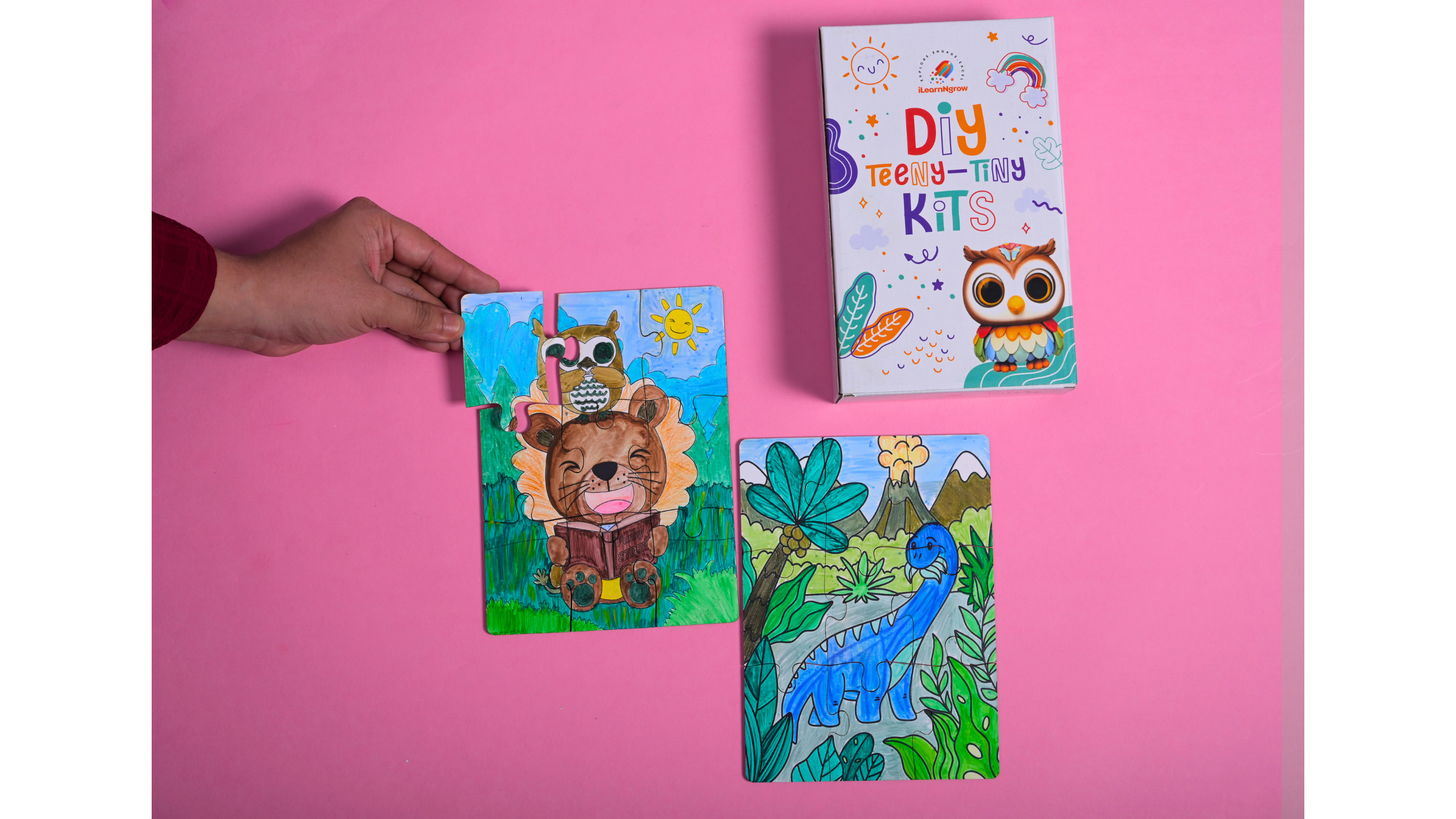 Teeny Tiny DIY Puzzle – Set of Two | Multi-Craft Kit for Kids | iLearnNGrow