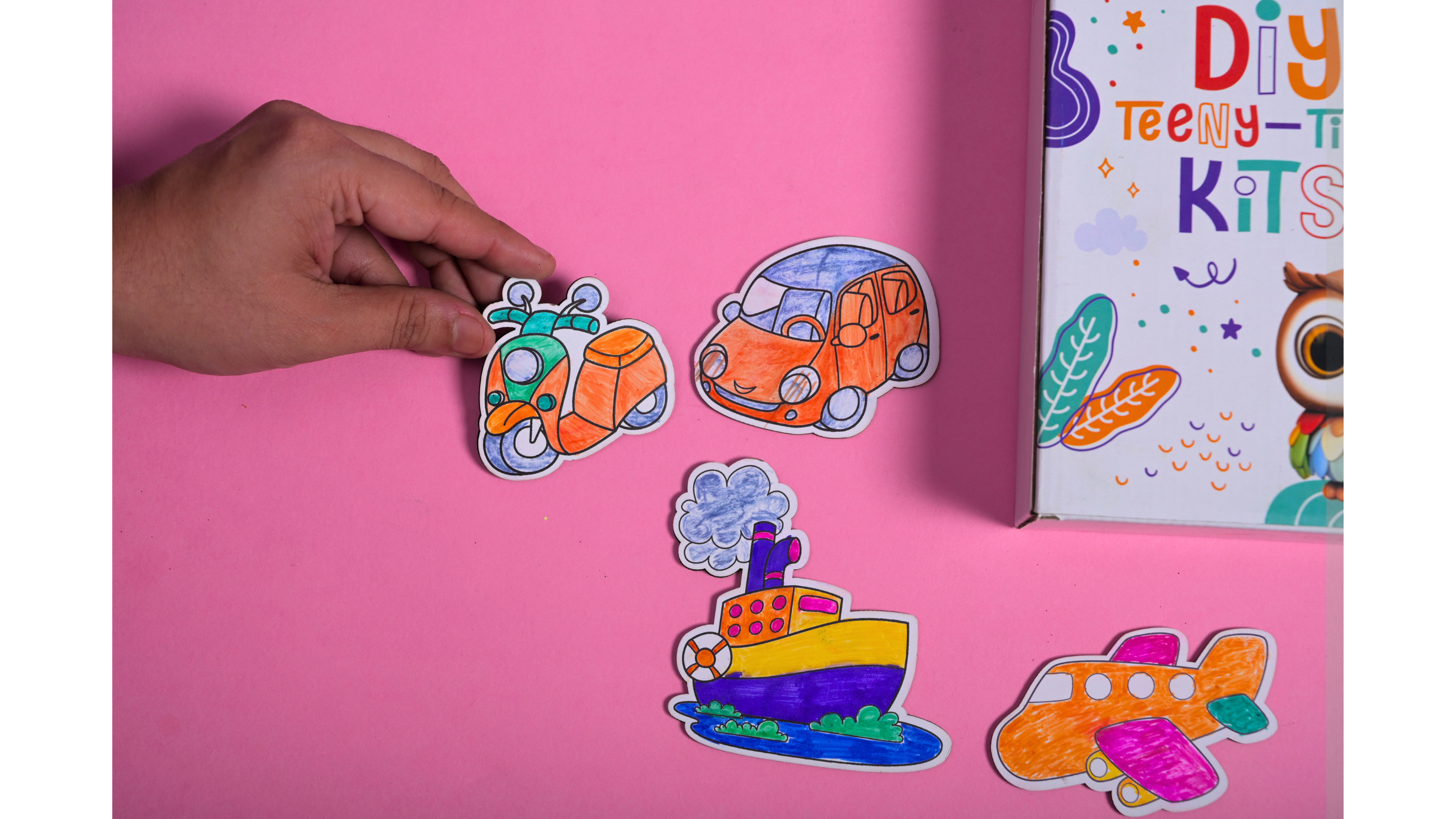 Teeny Tiny DIY Fridge Magnet – Transport Theme | Paint & Decorate Kit for Kids | iLearnNGrow