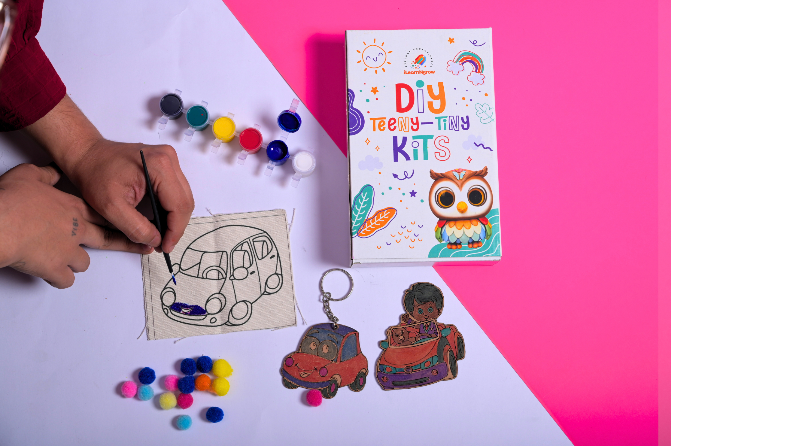Teeny Tiny DIY Fridge Magnet – Transport Theme | Paint & Decorate Kit for Kids | iLearnNGrow