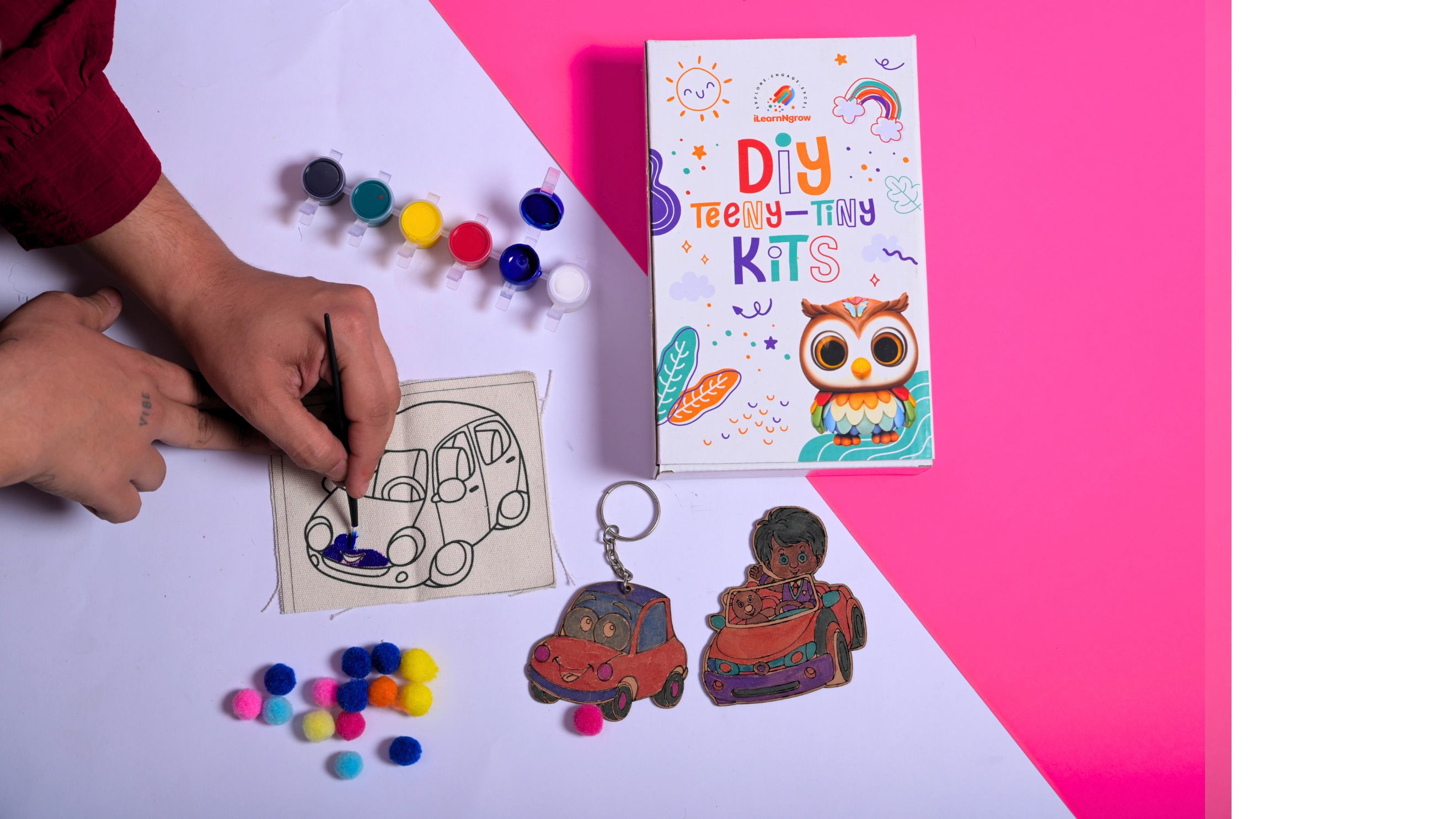 Teeny Tiny DIY Fridge Magnet – Transport Theme | Paint & Decorate Kit for Kids | iLearnNGrow