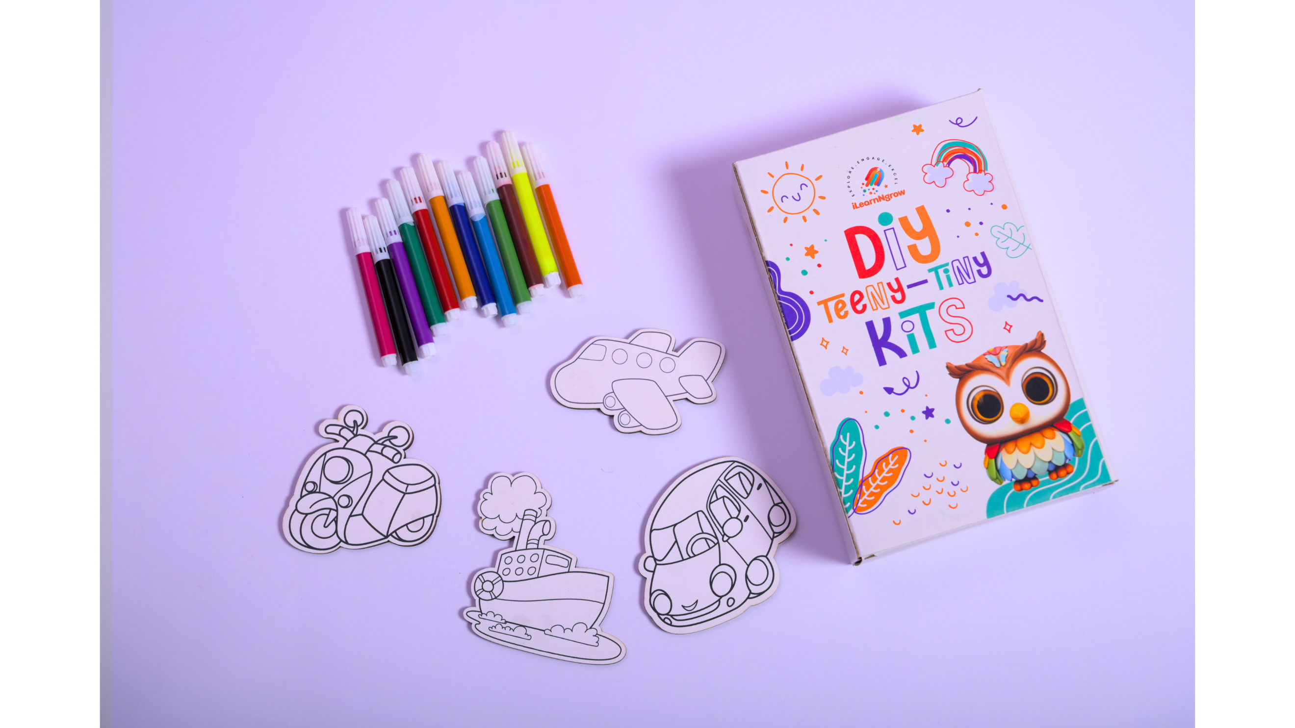 Teeny Tiny DIY Fridge Magnet – Transport Theme | Paint & Decorate Kit for Kids | iLearnNGrow