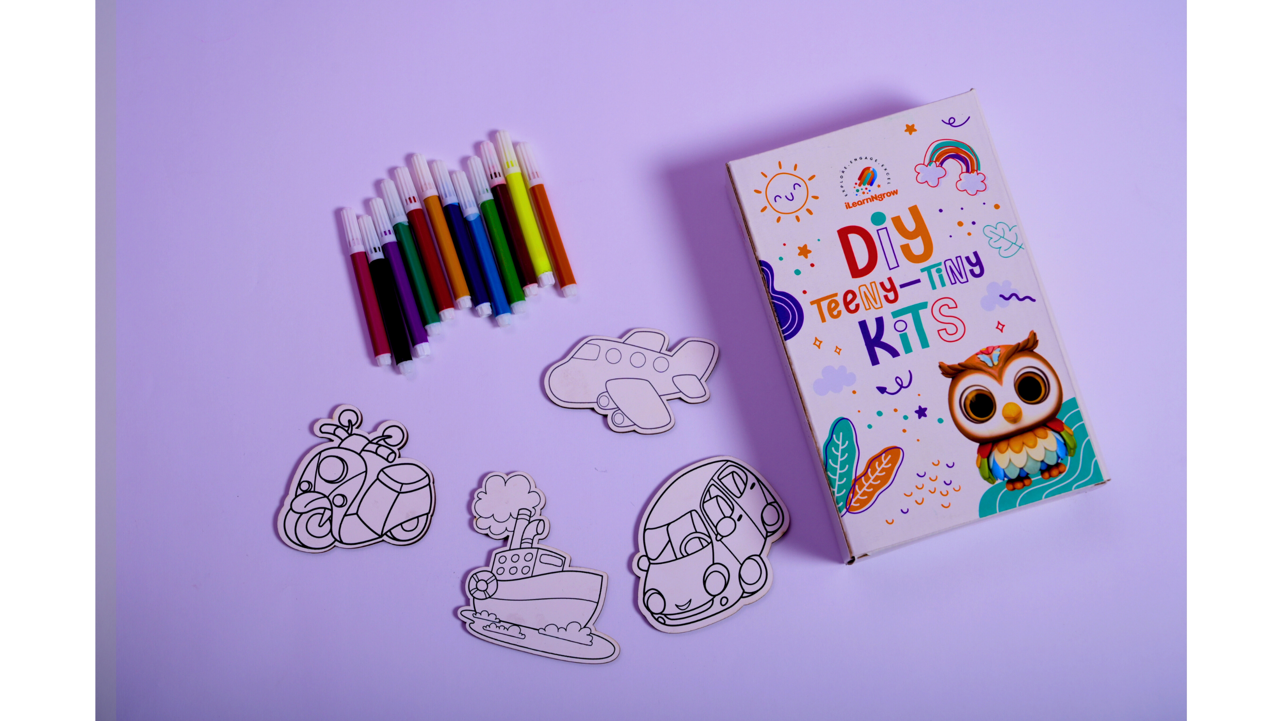 Teeny Tiny DIY Fridge Magnet – Transport Theme | Paint & Decorate Kit for Kids | iLearnNGrow