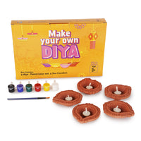 Thumbnail for ileanngrow DIY Diwali Diya Making Kit with 5 Earthern diyas and six paint colors