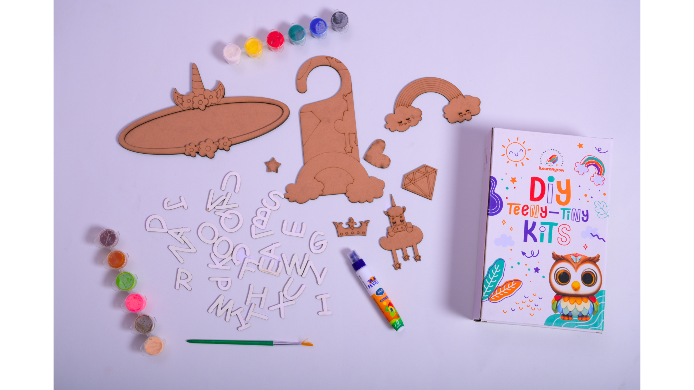 Teeny Tiny DIY Unicorn Name Plate & Door Knob Kit – Room Décor Craft Set for Kids | iLearnNGrow