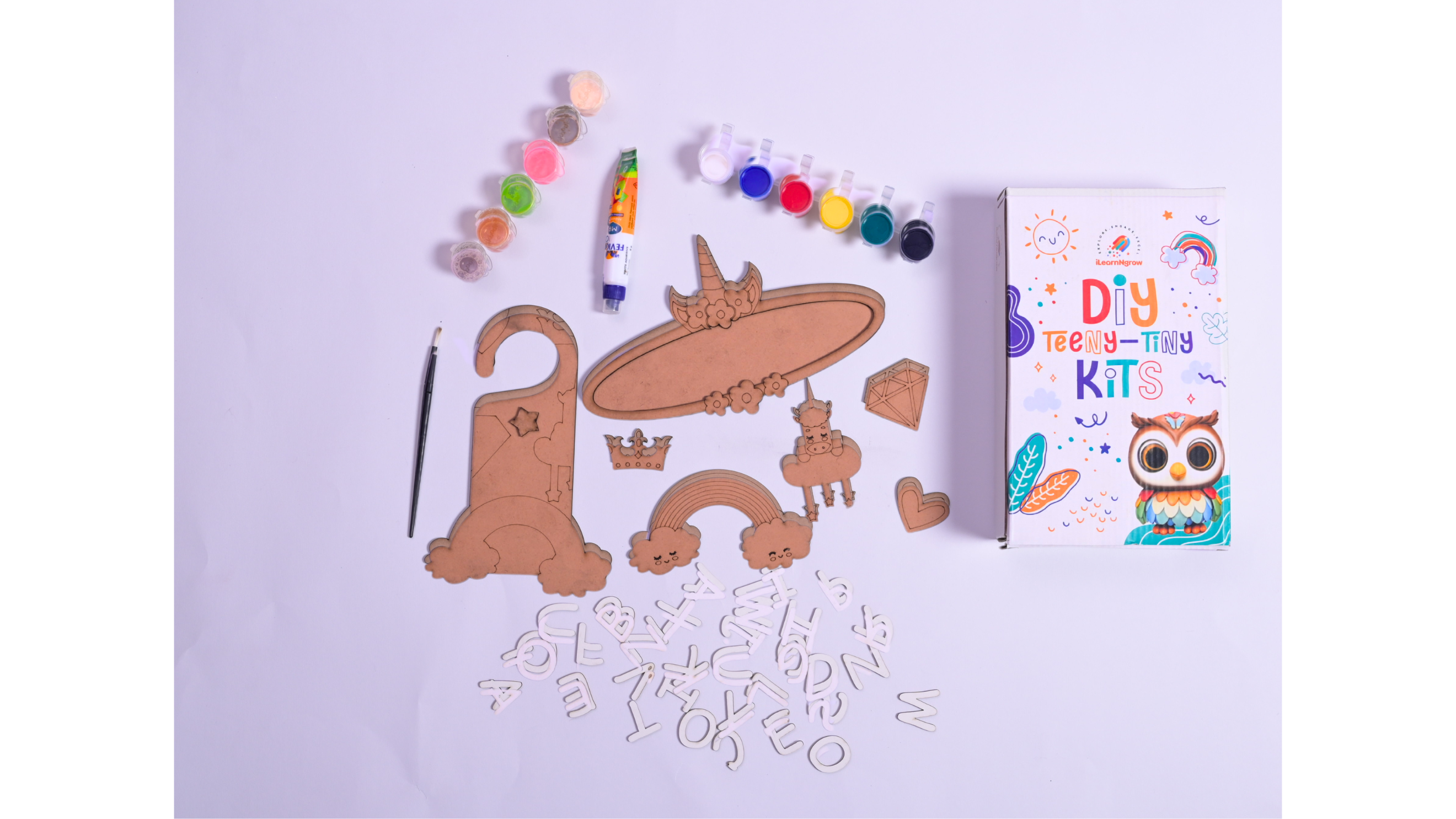 Teeny Tiny DIY Unicorn Name Plate & Door Knob Kit – Room Décor Craft Set for Kids | iLearnNGrow