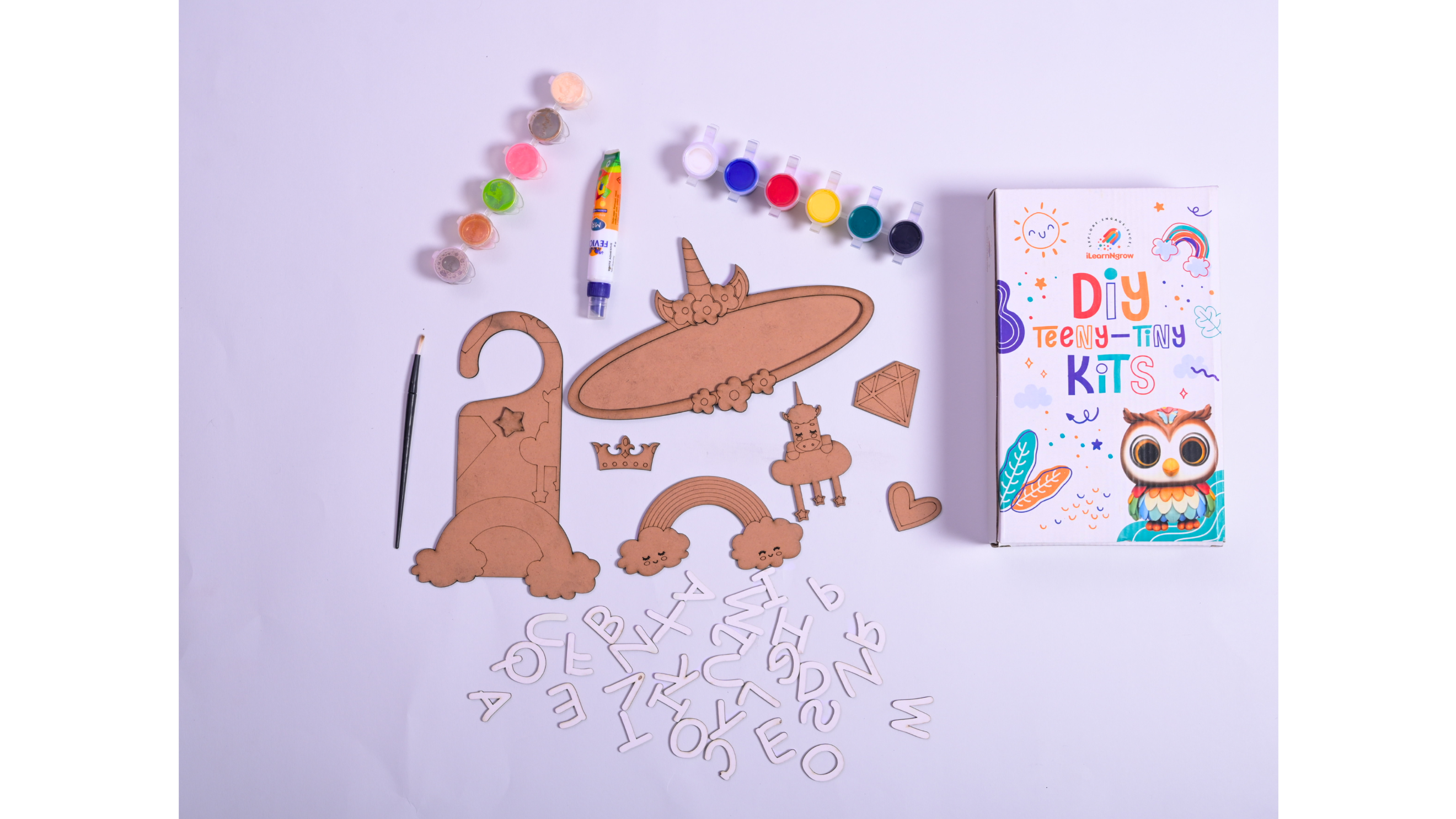 Teeny Tiny DIY Unicorn Name Plate & Door Knob Kit – Room Décor Craft Set for Kids | iLearnNGrow