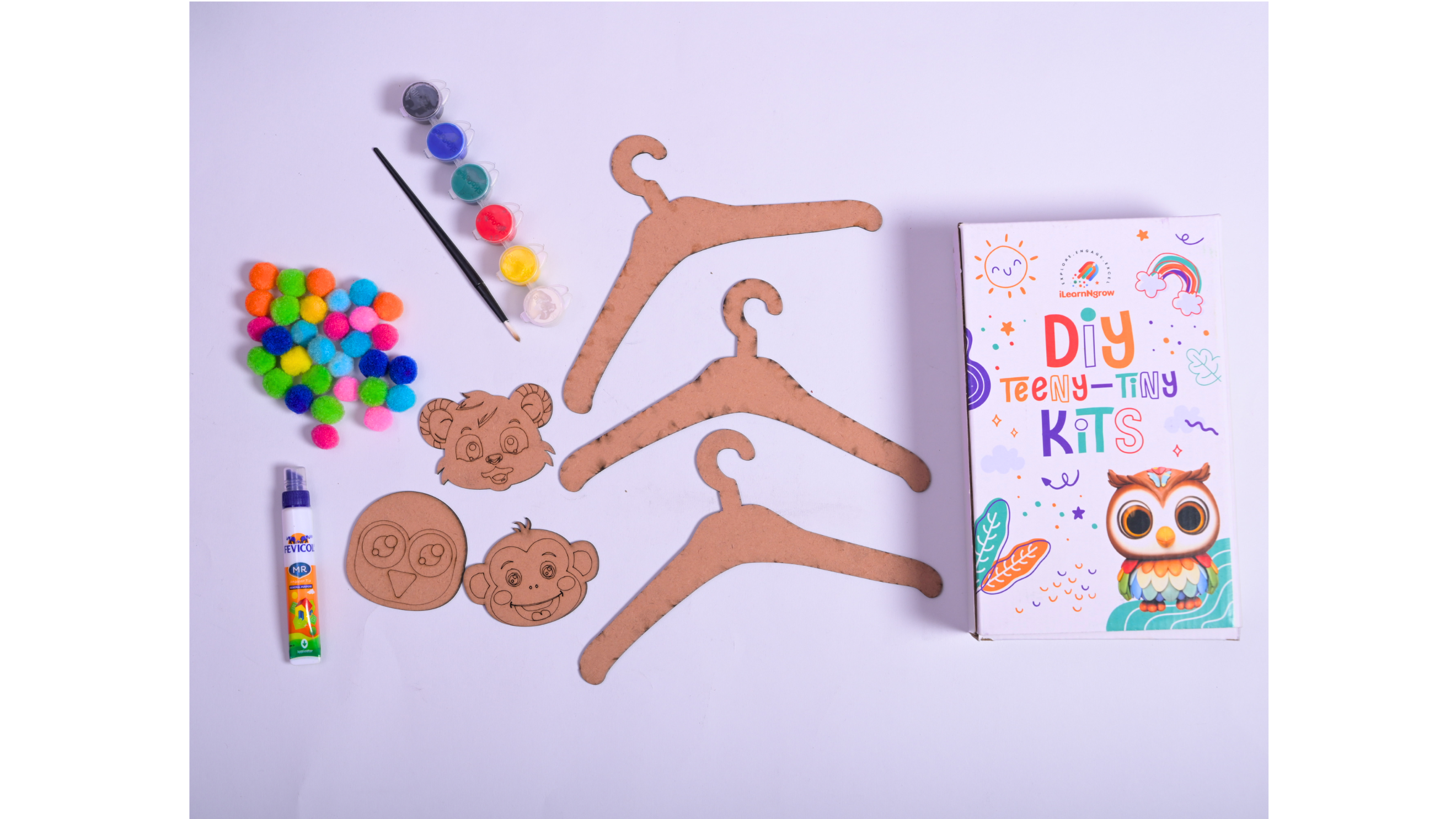 Teeny Tiny DIY Wooden Hanger Set of 3 – Paint & Decor Craft Kit for Kids | iLearnNGrow