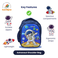 Astronaut Space School Bag for Kids – Blue & Red Lightweight Shoulder Bag for Boys & Girls image 3