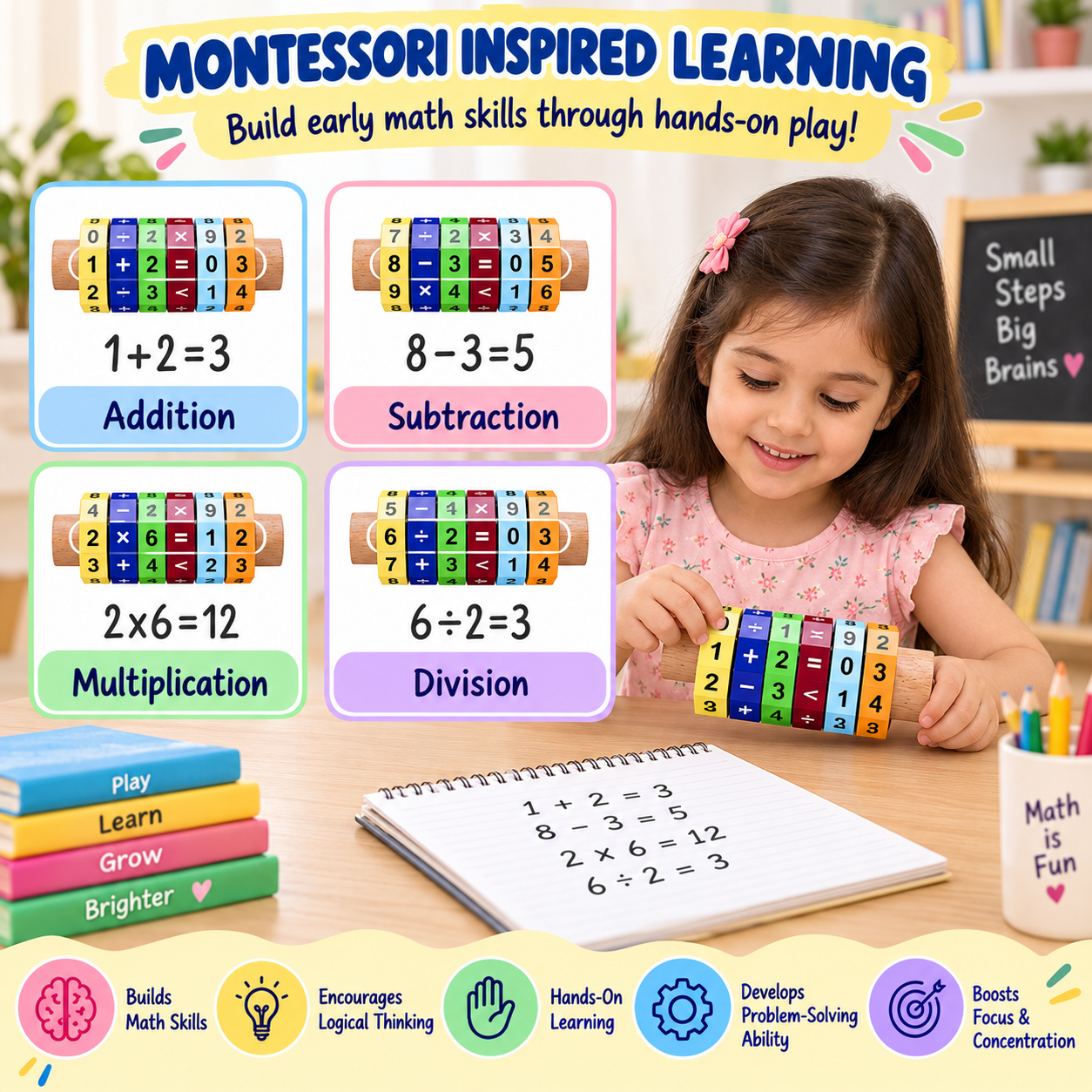 iLearnNGrow Maths Calculator – Interactive Wooden Learning Calculator for Kids