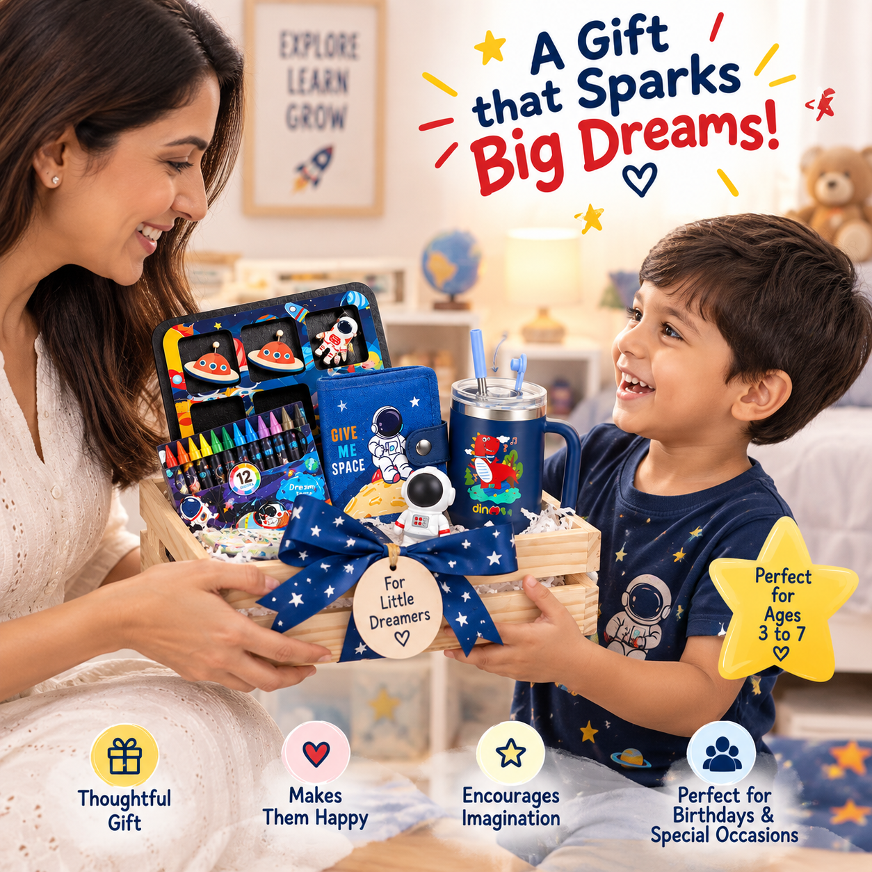 iLearnNGrow Space Wooden Hamper for Kids