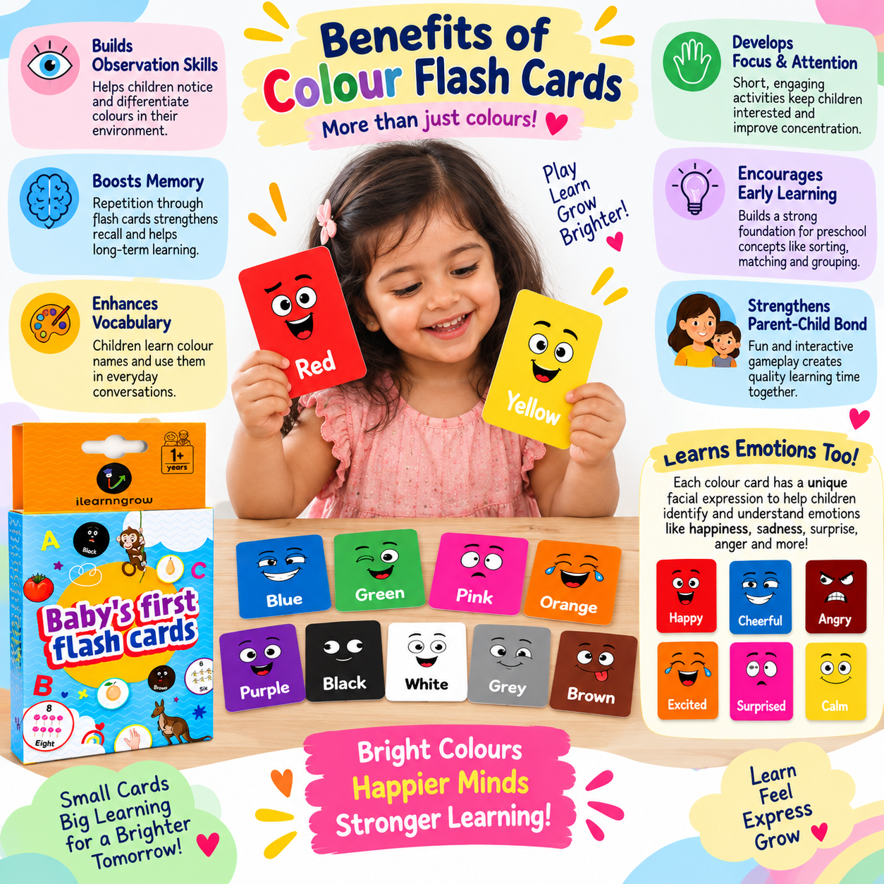 iLearnNGrow Baby’s First Colors Flash Cards – Kids Color Learning Set