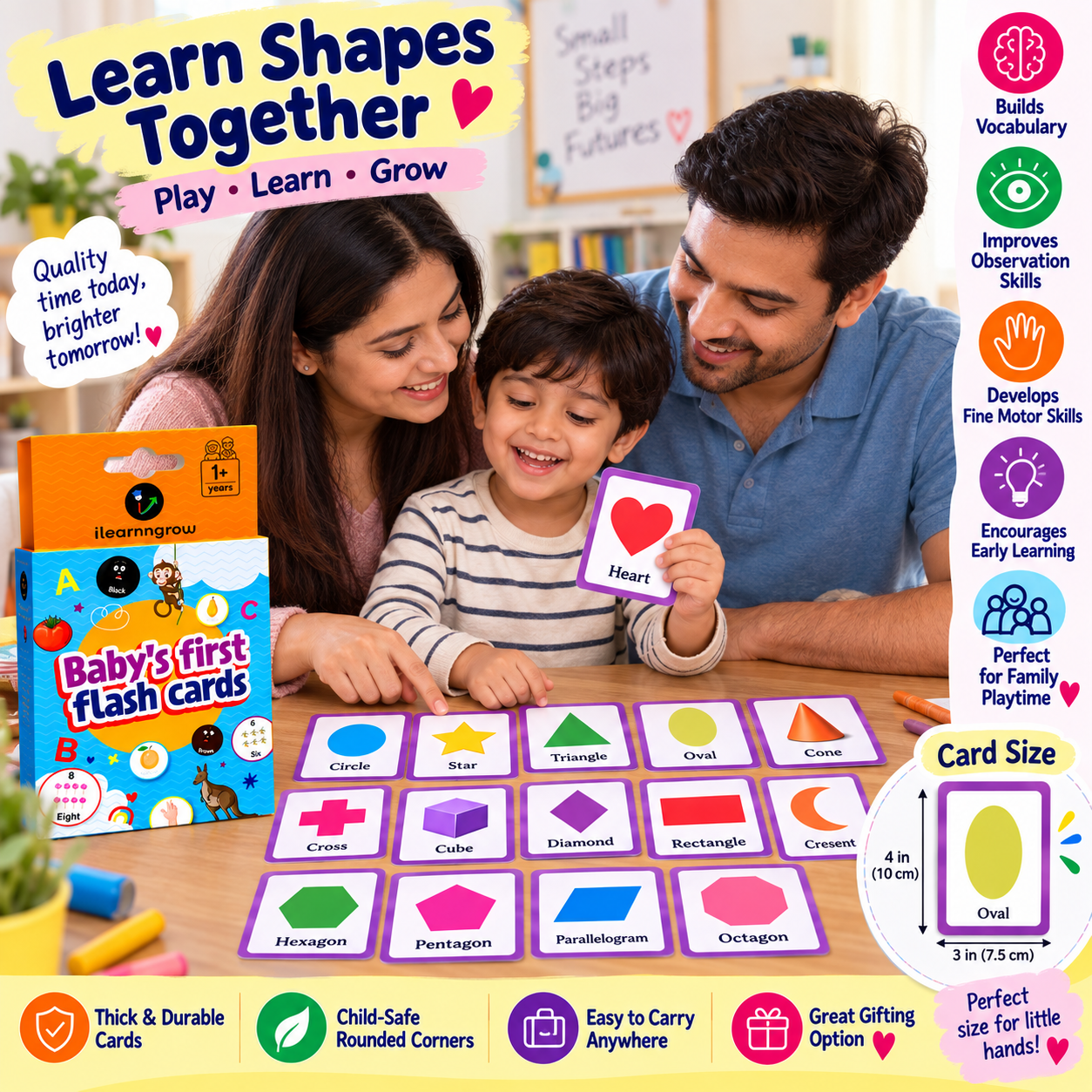 iLearnNGrow Baby’s First Shape Flash Cards – Shape Learning Flashcard Set for Kids