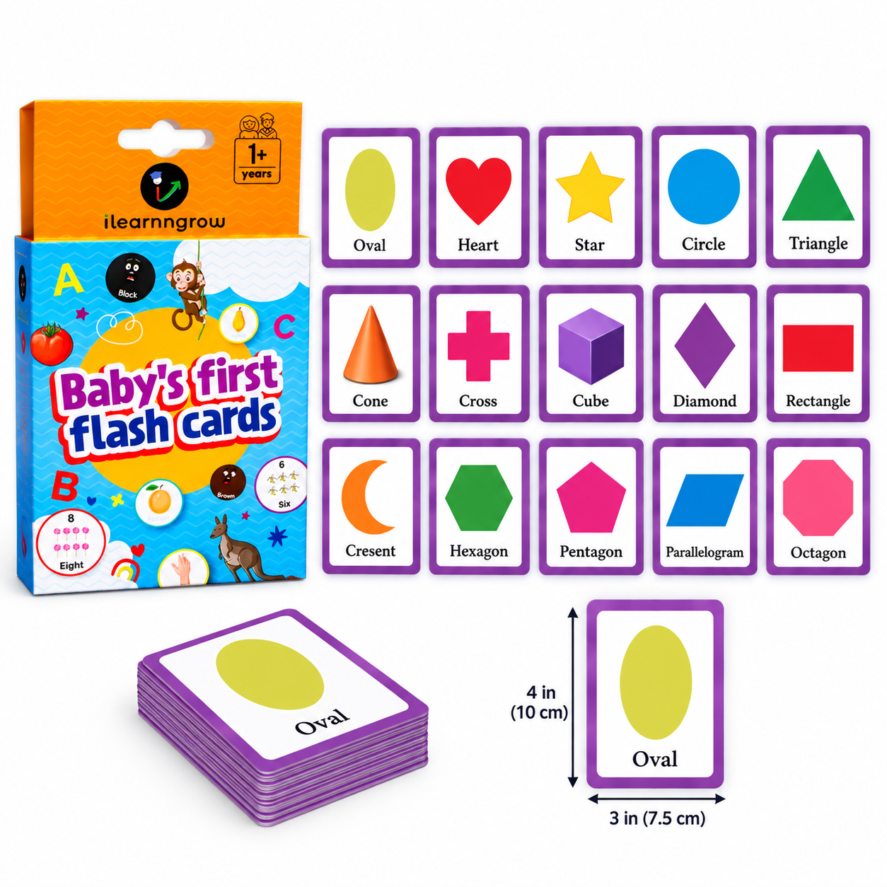 iLearnNGrow Baby’s First Shape Flash Cards – Shape Learning Flashcard Set for Kids