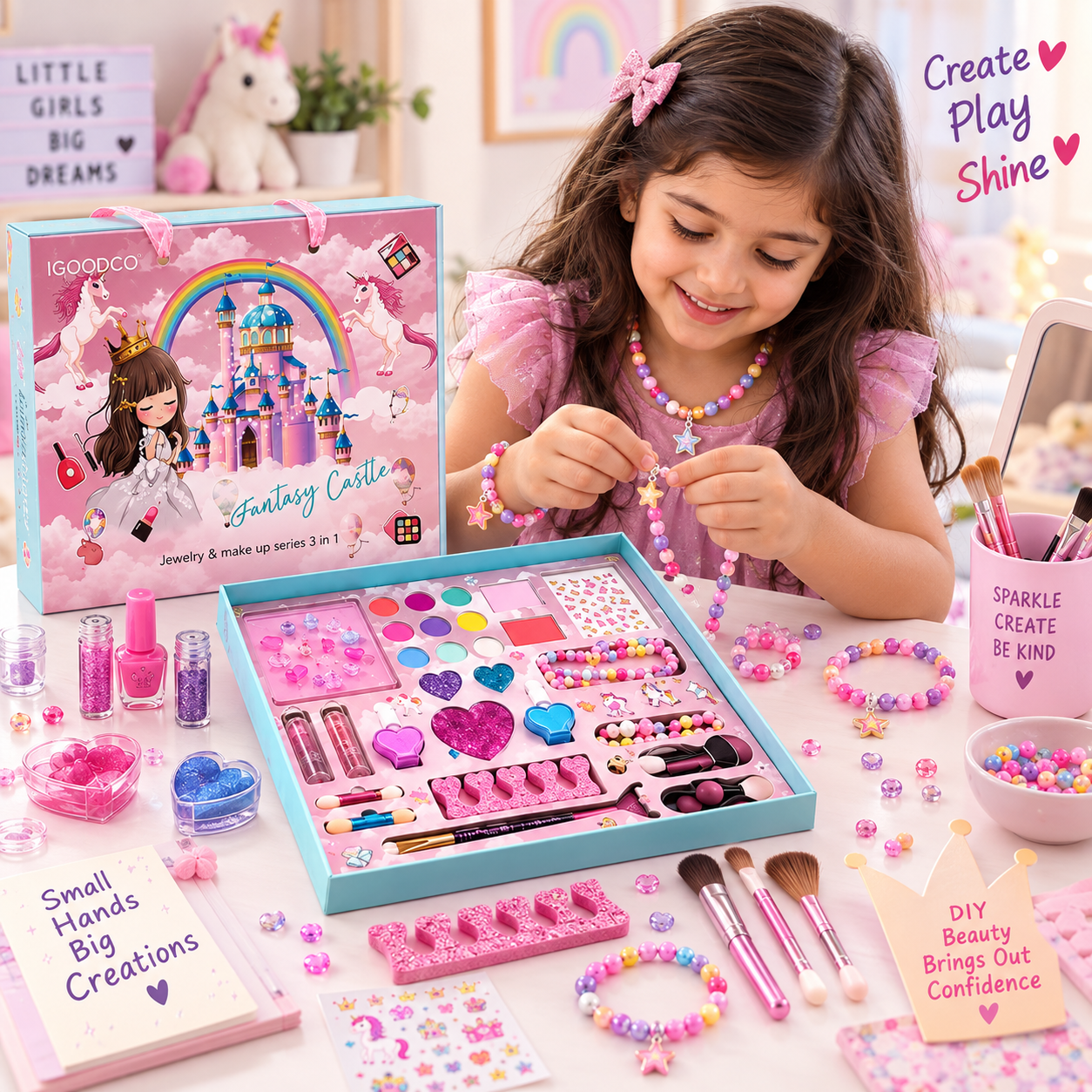 iLearnNGrow 28 Pieces Make Up & Accessory Kit –Complete Kids Makeup & Accessory Kit