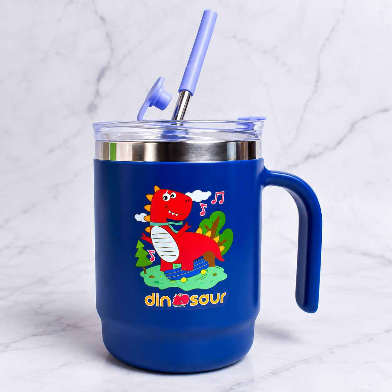 iLearnNGrow Dino Sipper – Kids Dinosaur Water Bottle with Straw
