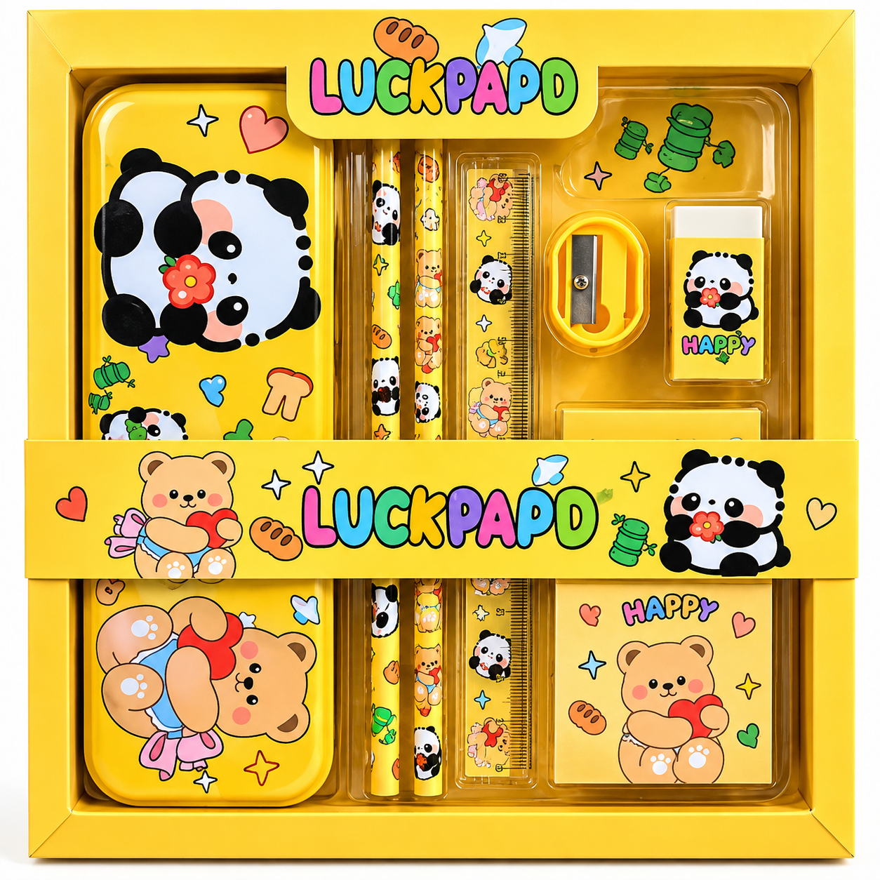 iLearnNGrow Panda Theme Stationery Rakhi Combo – Cute Panda Pencil Box Set with Rakhi for Kids