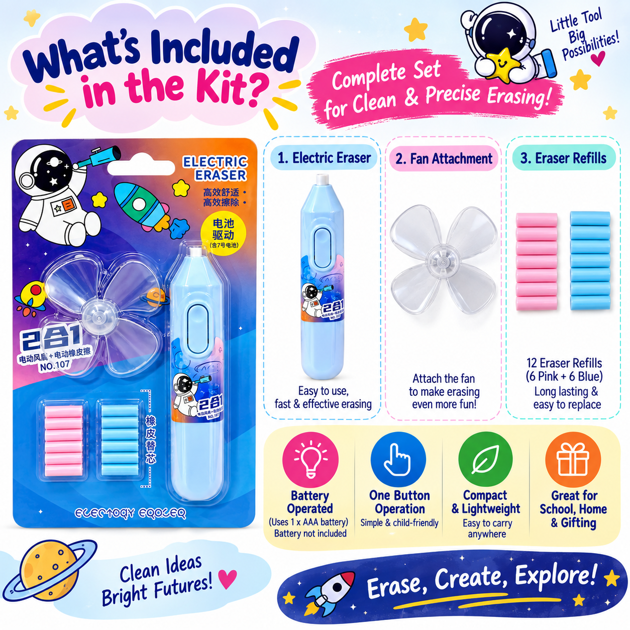 iLearnNGrow Electric Eraser – Electric Eraser for Kids