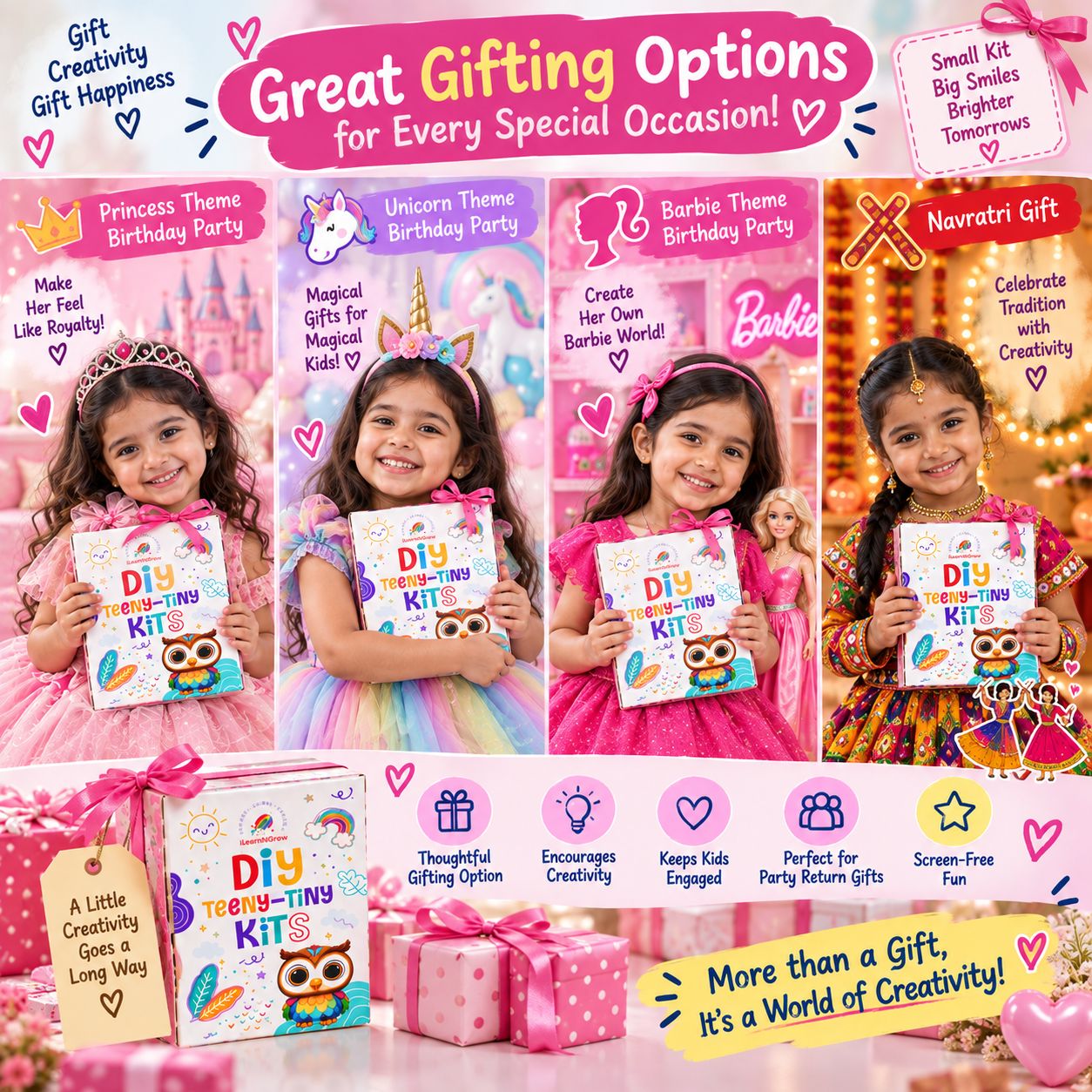 Teeny Tiny DIY Mirror Decorating Kit for Kids – Set of 3 Creative Craft Set | iLearnNGrow