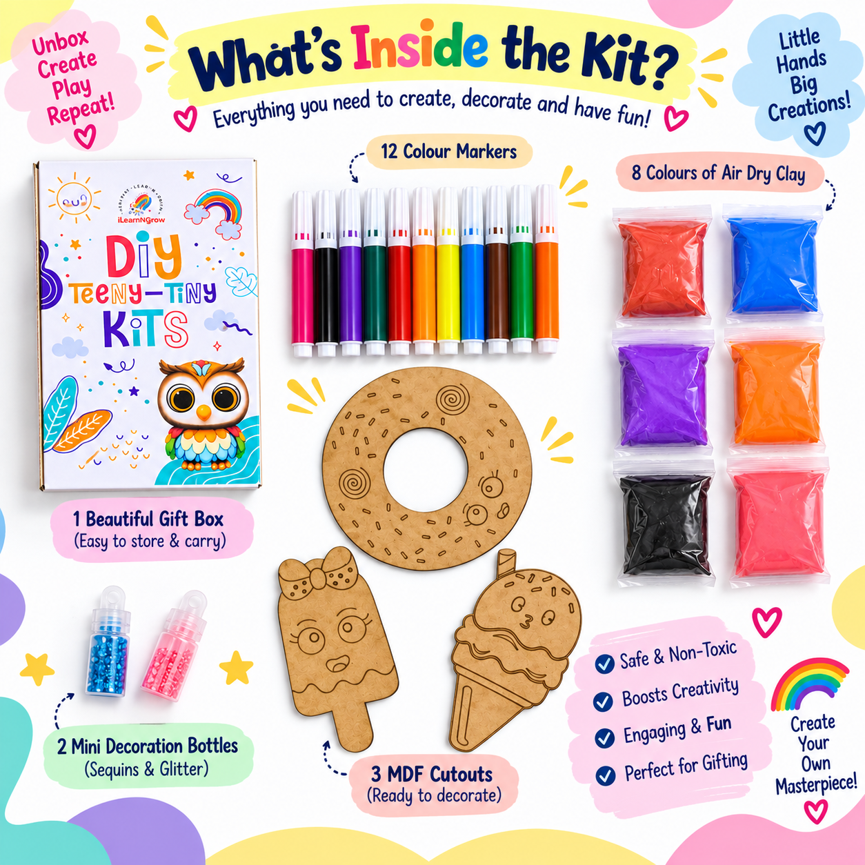 Teeny Tiny DIY Dessert Craft Kit – Paint & Decorate Sweet Treat Shapes | iLearnNGrow