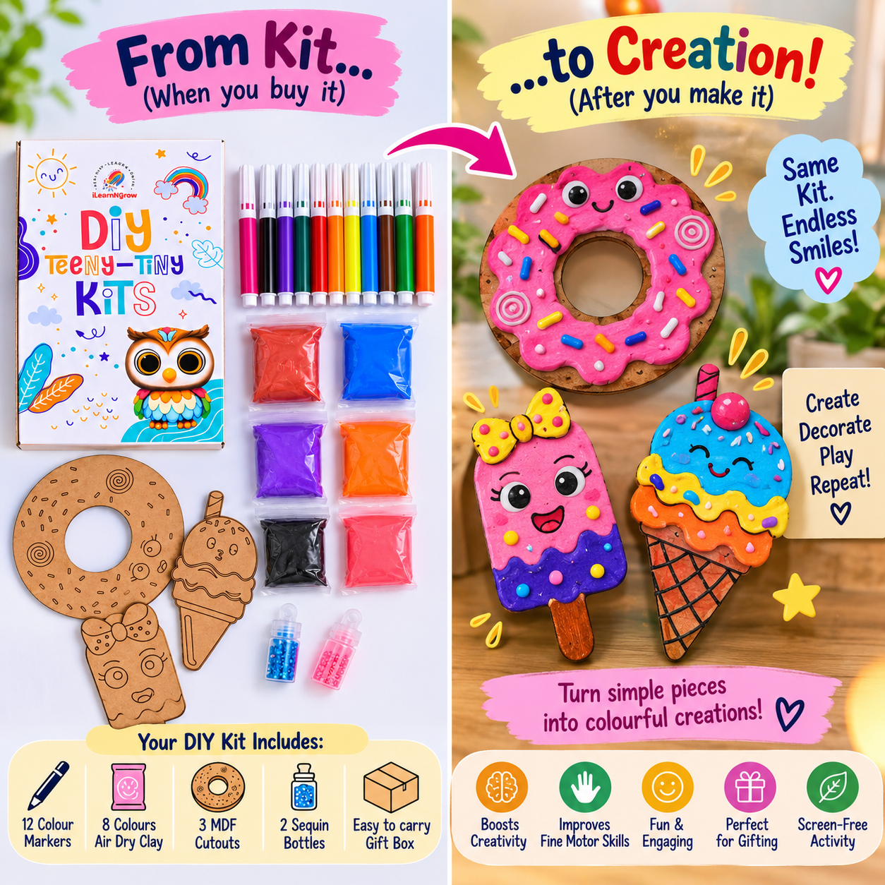 Teeny Tiny DIY Dessert Craft Kit – Paint & Decorate Sweet Treat Shapes | iLearnNGrow