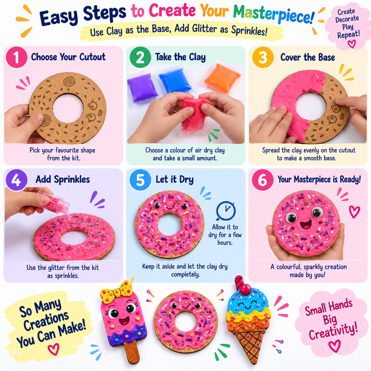 Teeny Tiny DIY Dessert Craft Kit – Paint & Decorate Sweet Treat Shapes | iLearnNGrow