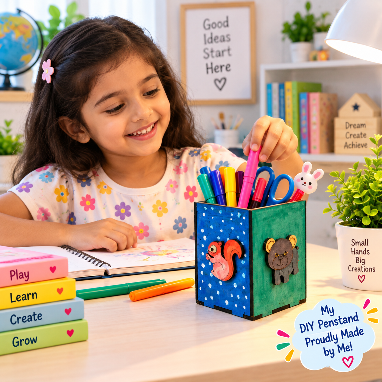 Teeny Tiny DIY Pen Stand Craft Kit – Desk Organizer Craft Set for Kids | ilearnngrow