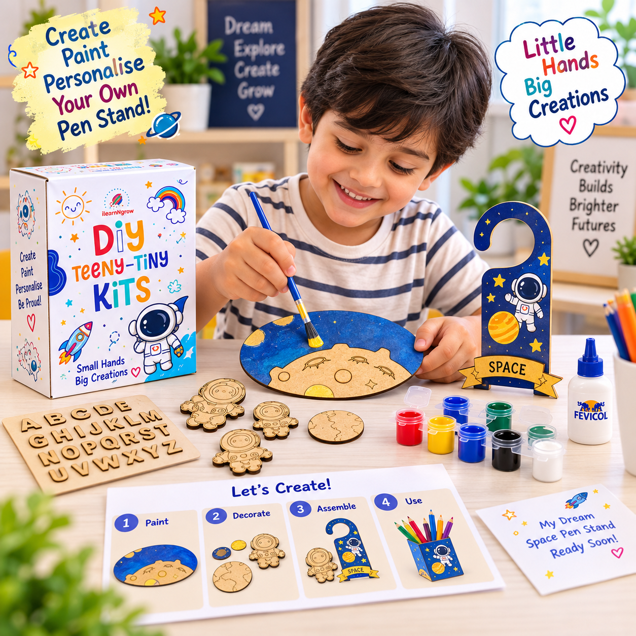 Teeny Tiny Space Theme DIY Name Plate Kit & Door Knob Kit