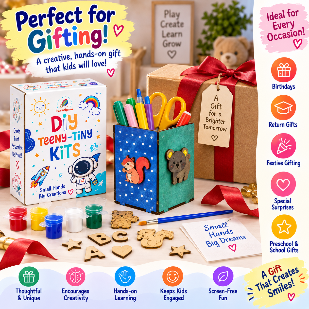 Teeny Tiny DIY Pen Stand Craft Kit – Desk Organizer Craft Set for Kids | ilearnngrow