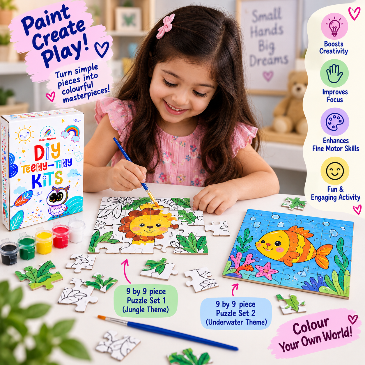 Teeny Tiny DIY Puzzle Set of Two for Kids | Multi-Craft Kids Puzzle Kit