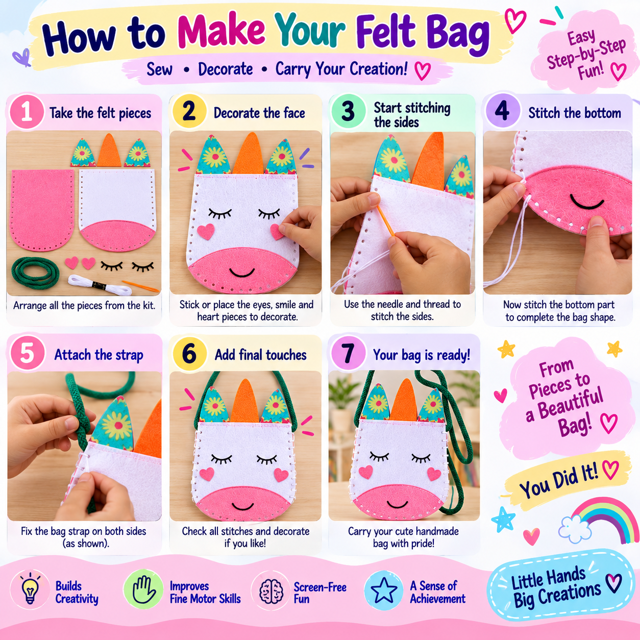 Teeny Tiny DIY Unicorn Bag Sewing Kit for Kids | iLearnNGrow