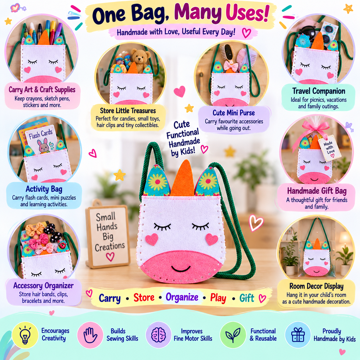 Teeny Tiny DIY Unicorn Bag Sewing Kit for Kids | iLearnNGrow