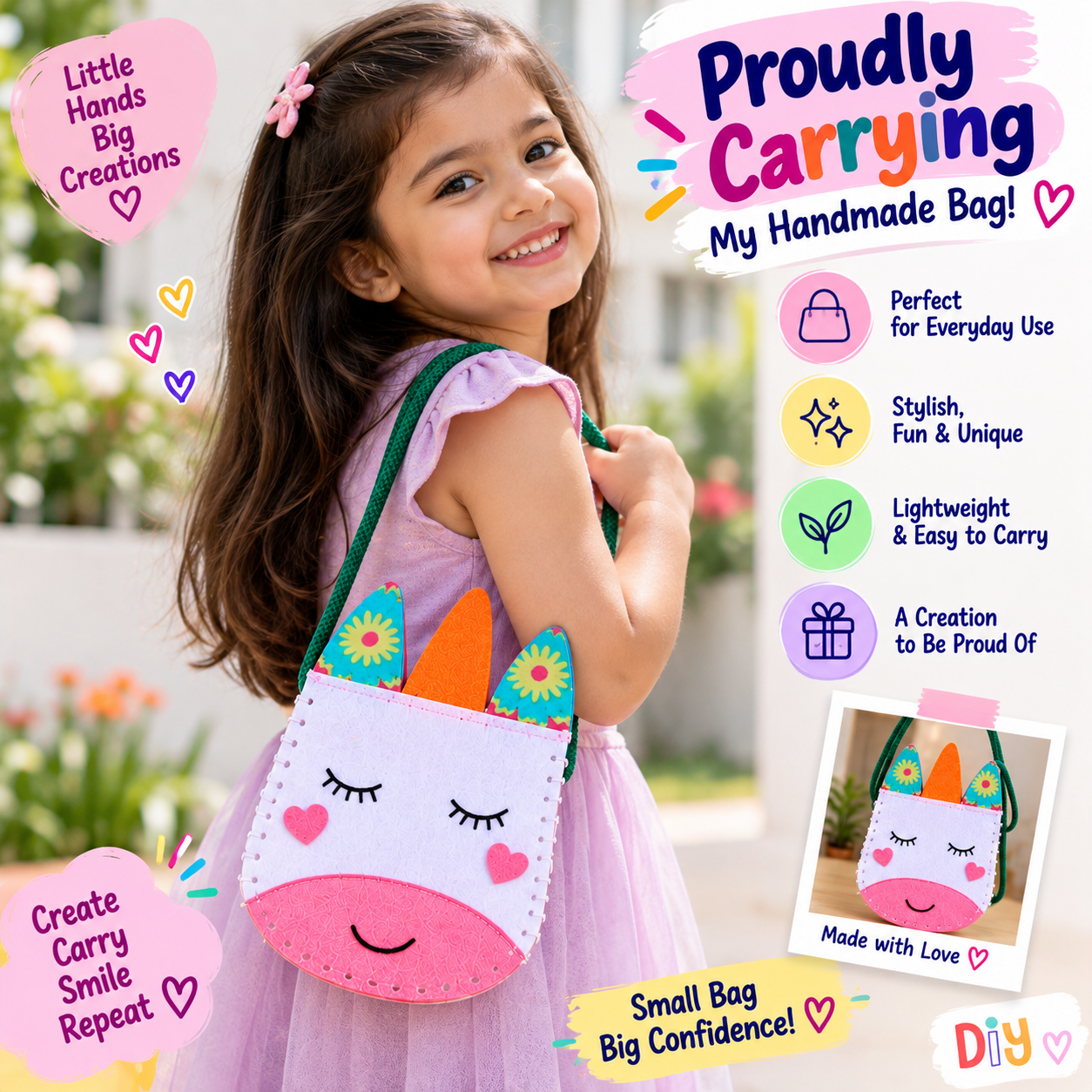 Teeny Tiny DIY Unicorn Bag Sewing Kit for Kids | iLearnNGrow