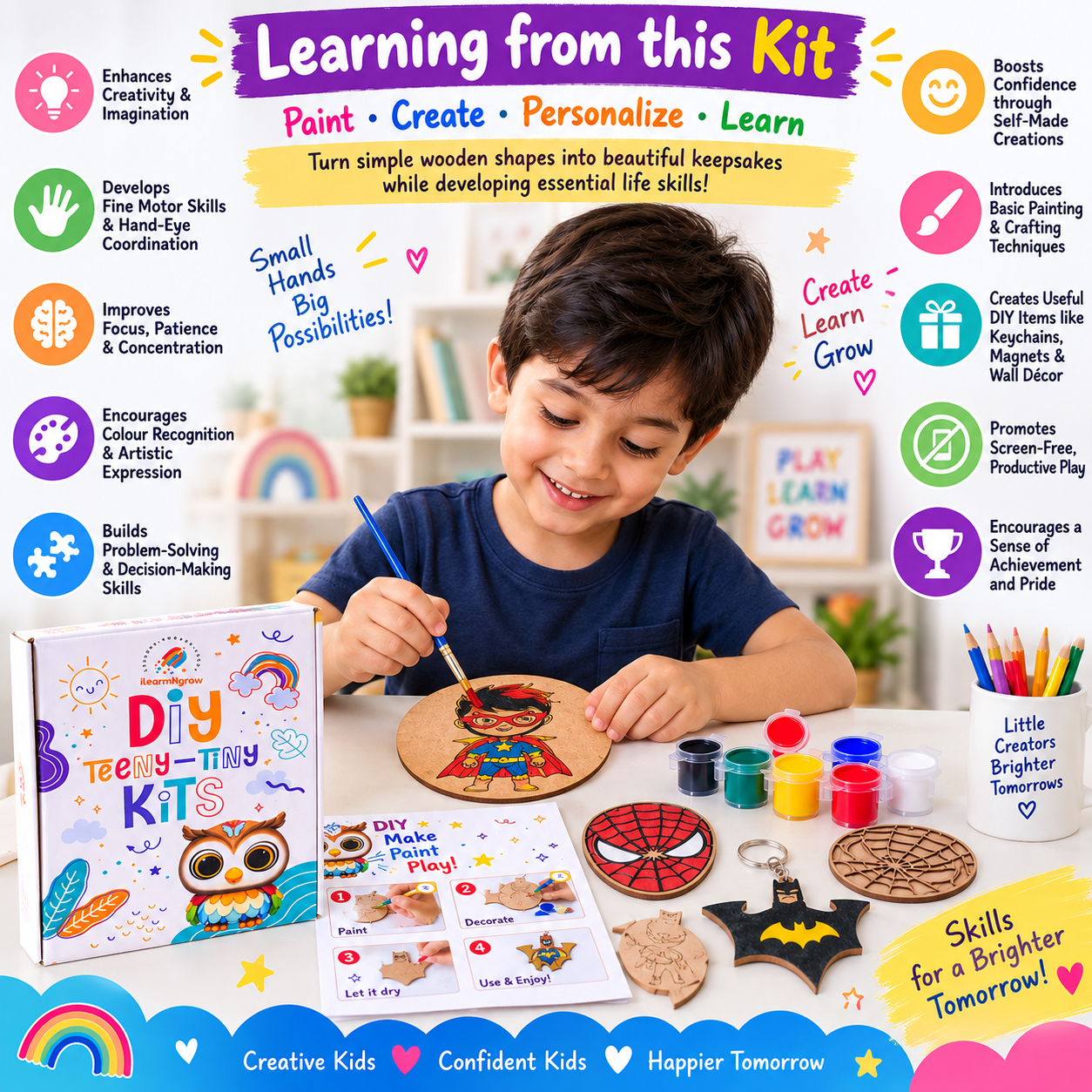 Teeny Tiny DIY Superhero Painting Kit – 3‑in‑1 Craft Set for Kids