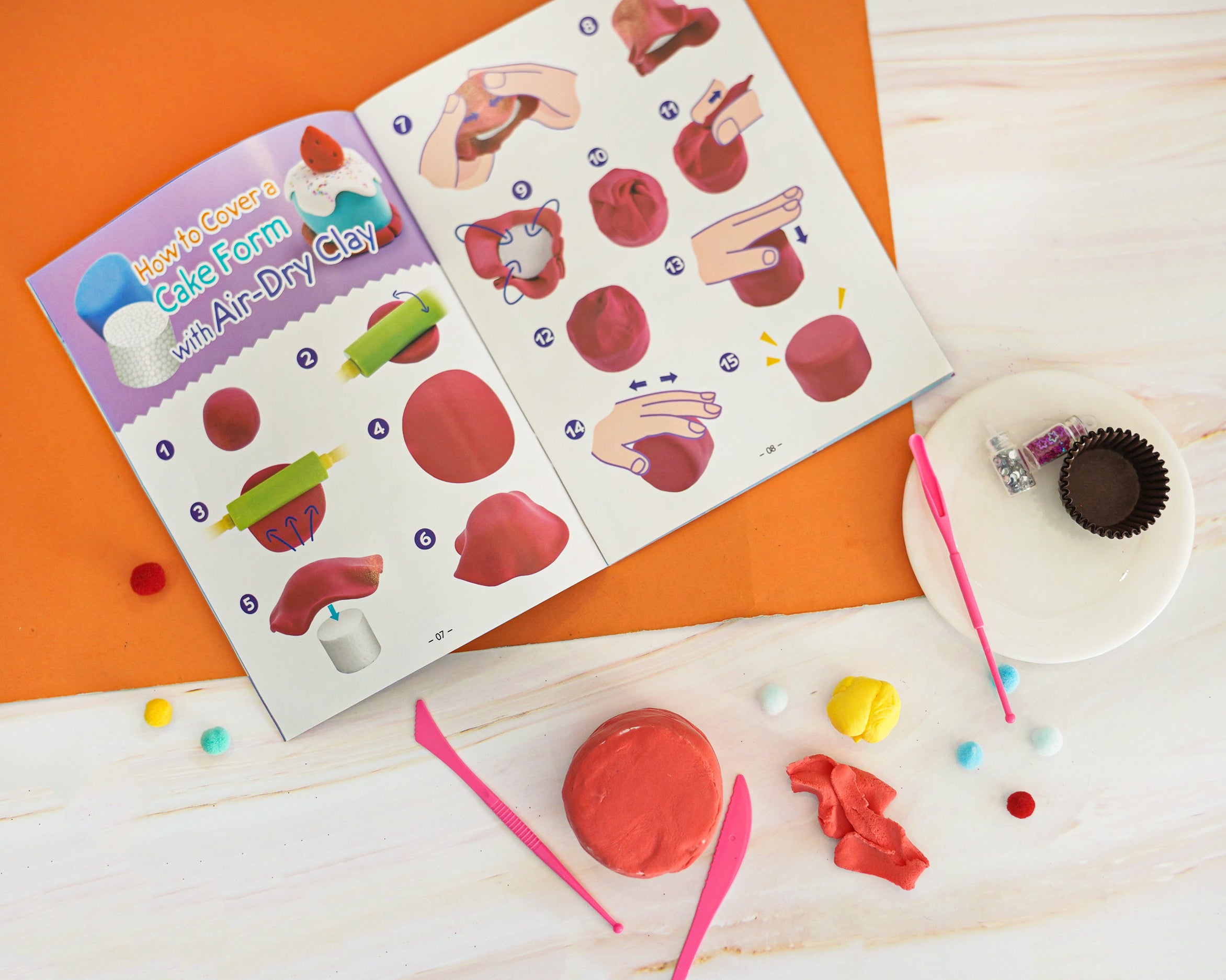 DIY Dessert Clay Making Kit – Make 30+ dessert designs, nontoxic clay provided can decorate on dessert stand
