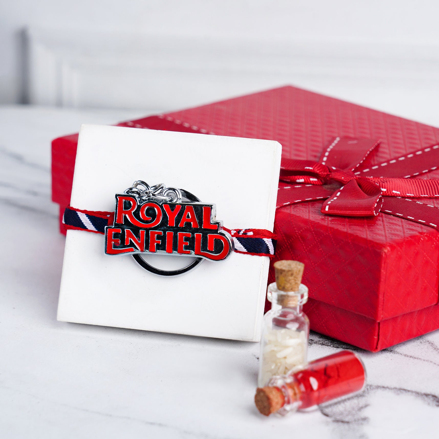 ilearnngrow Royal enfield Rakhi with Keyring