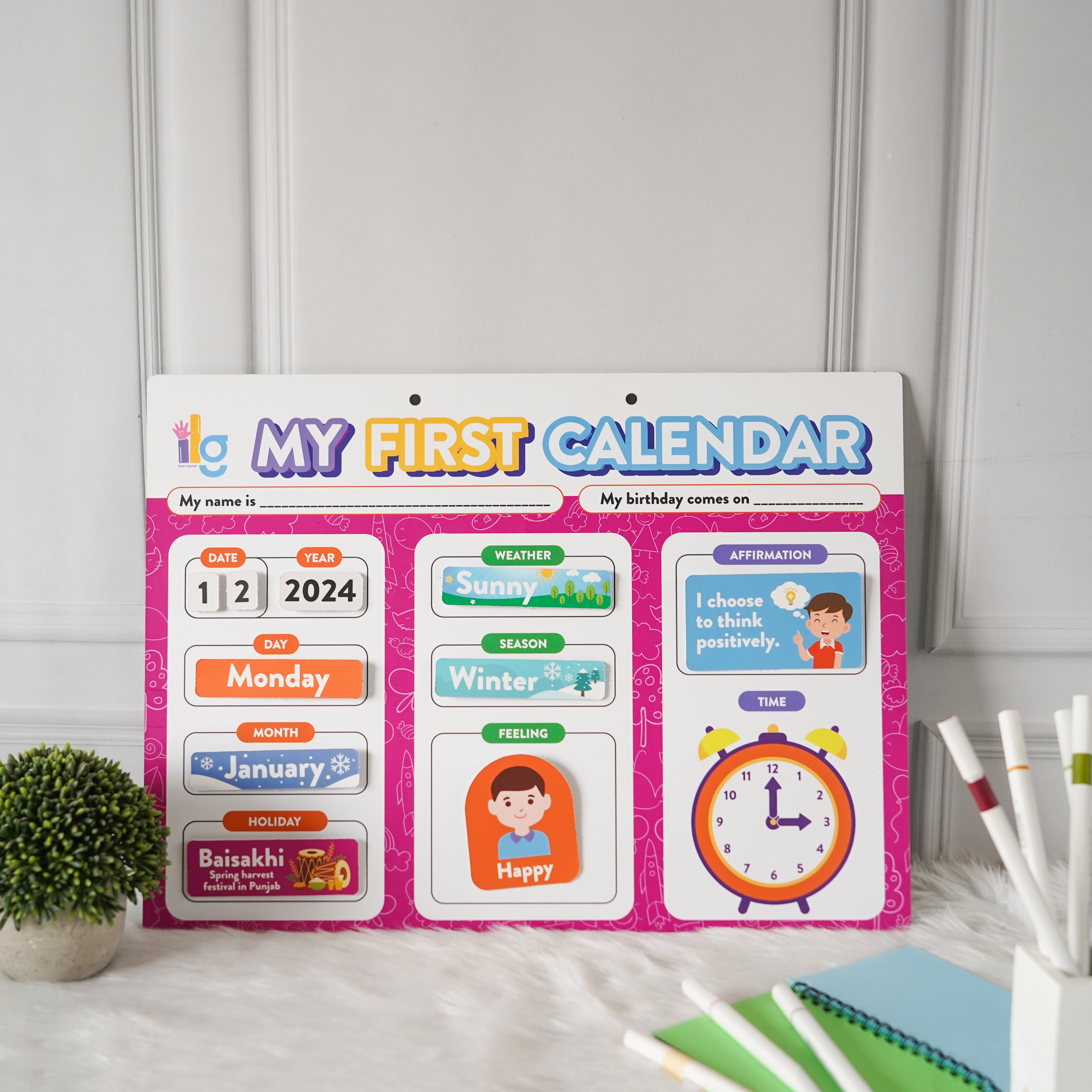 Wall mounting Daily Activity Calender- 9 Concepts- Velcro Based -80 Cutouts