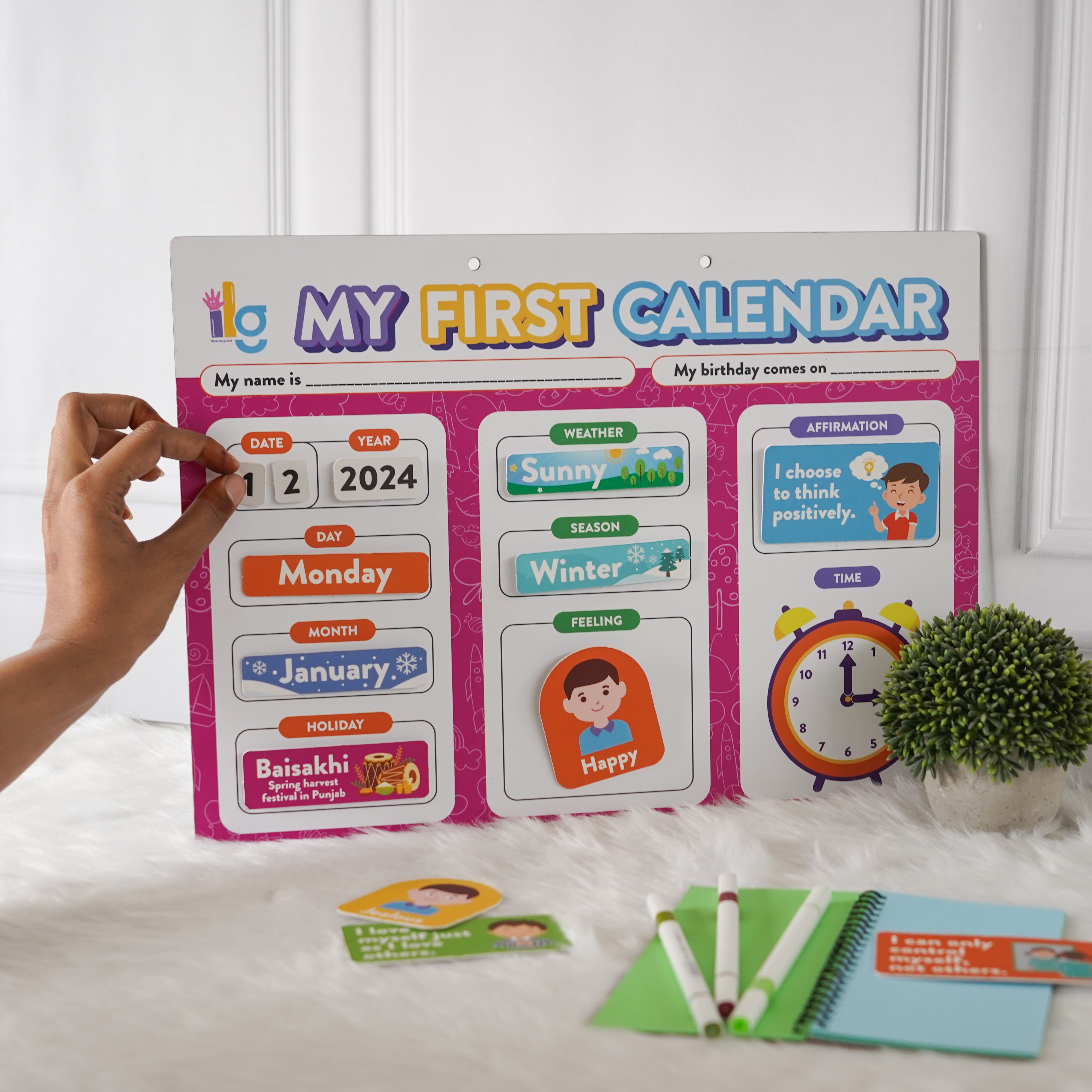 Wall mounting Daily Activity Calender- 9 Concepts- Velcro Based -80 Cutouts