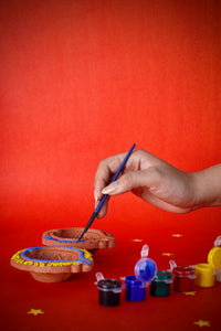 Thumbnail for ileanngrow DIY Diwali Diya Making Kit with 5 Earthern diyas and six paint colors