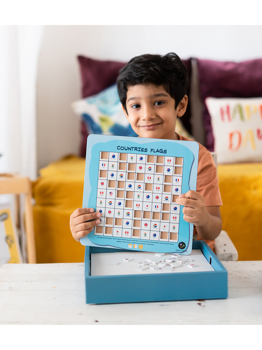 Wooden Sudoku Brain Game for Smart Minds: Country Flag Sudoku