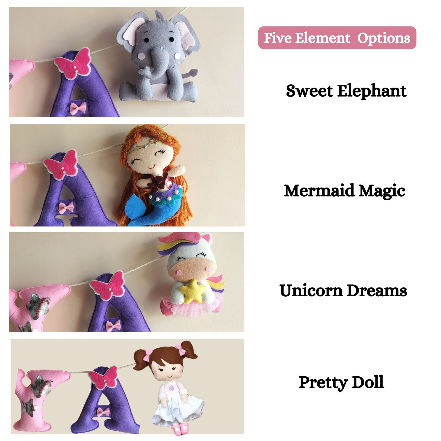 ilearnngrowColour Pop Cute Personalised Bunting - Unicorn/Dolls/Teddy