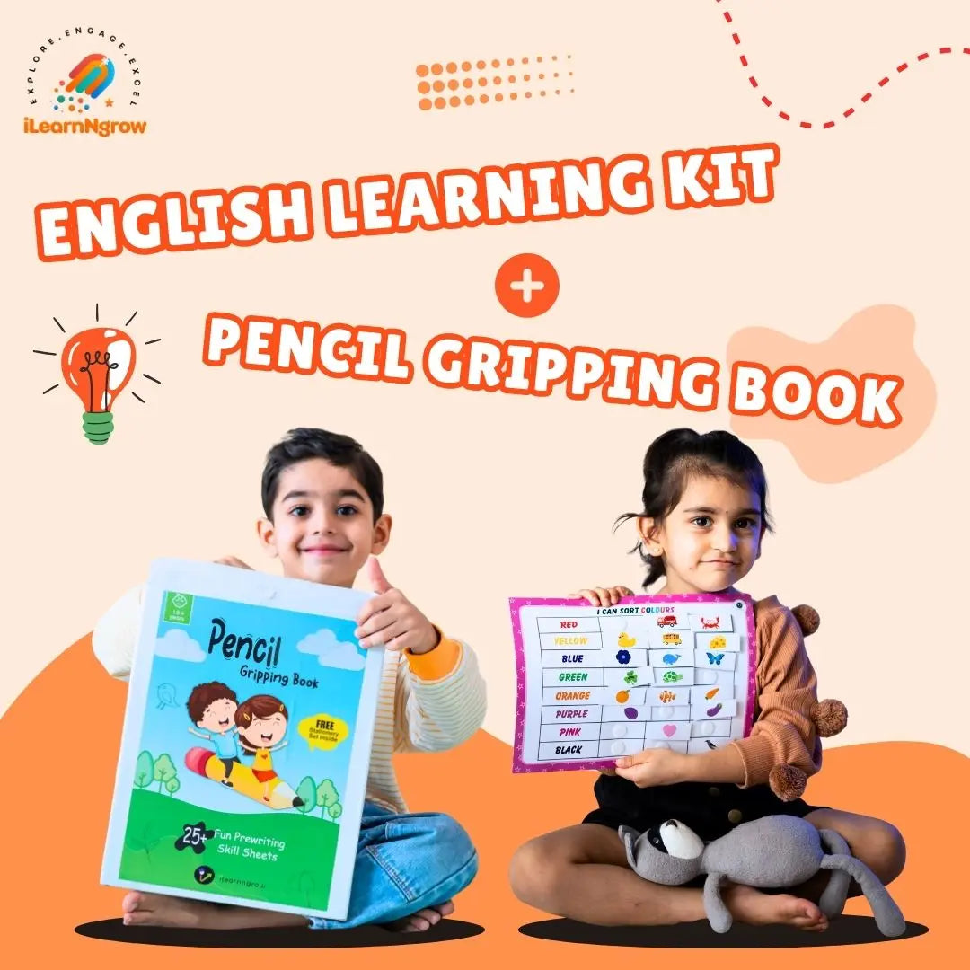 english learning kit and pencil gripping book
