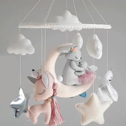 ilearnngrowBunny Family with Unicorn Cot Mobile
