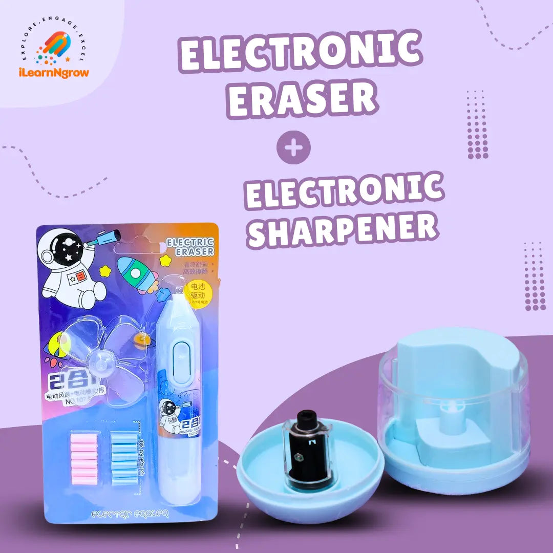 Electronic Eraser & Electronic Sharpener Combo for Kids