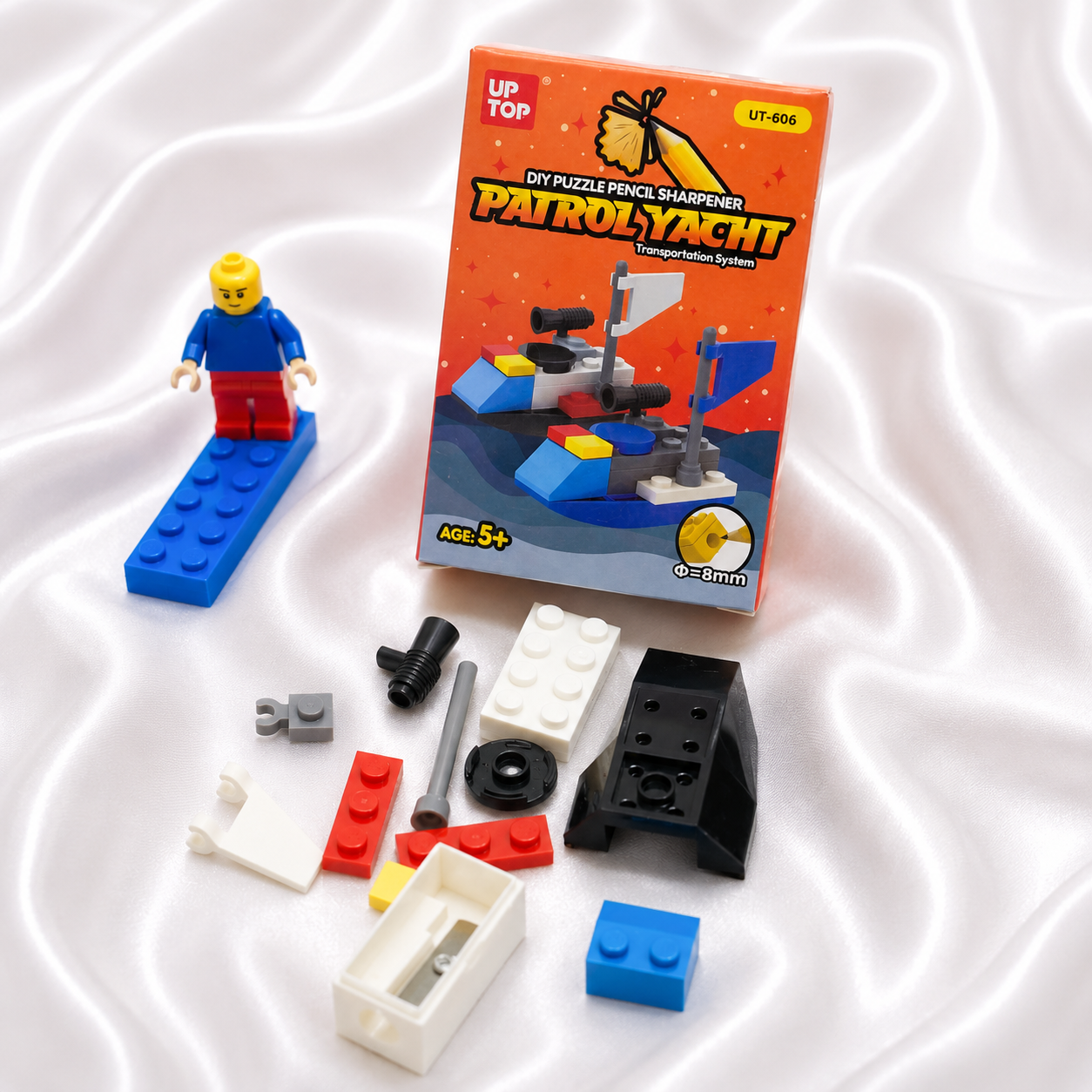 iLearnNGrow Lego Rakhi Hamper – Creative Gift Basket with Lego Frame, Pencil, Cutlery Set, Sharpener & Rakhi