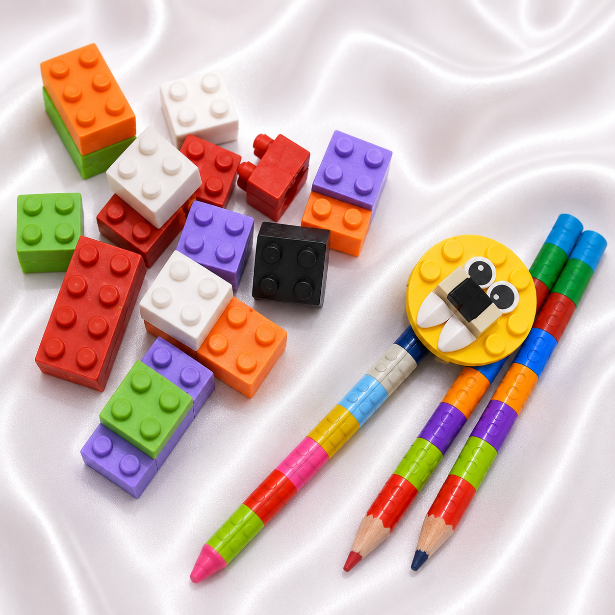 iLearnNGrow Lego Rakhi Hamper – Creative Gift Basket with Lego Frame, Pencil, Cutlery Set, Sharpener & Rakhi