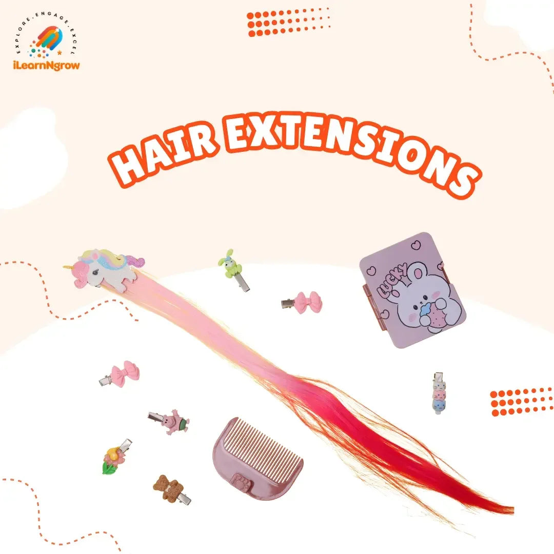 28 Pcs Kids Makeup & Accessories Kit with Hair Extensions – Pretend Play Beauty Set - ilearnngrow Learning Solutions Pvt Ltd