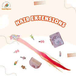 28 Pcs Kids Makeup & Accessories Kit with Hair Extensions – Pretend Play Beauty Set image 3