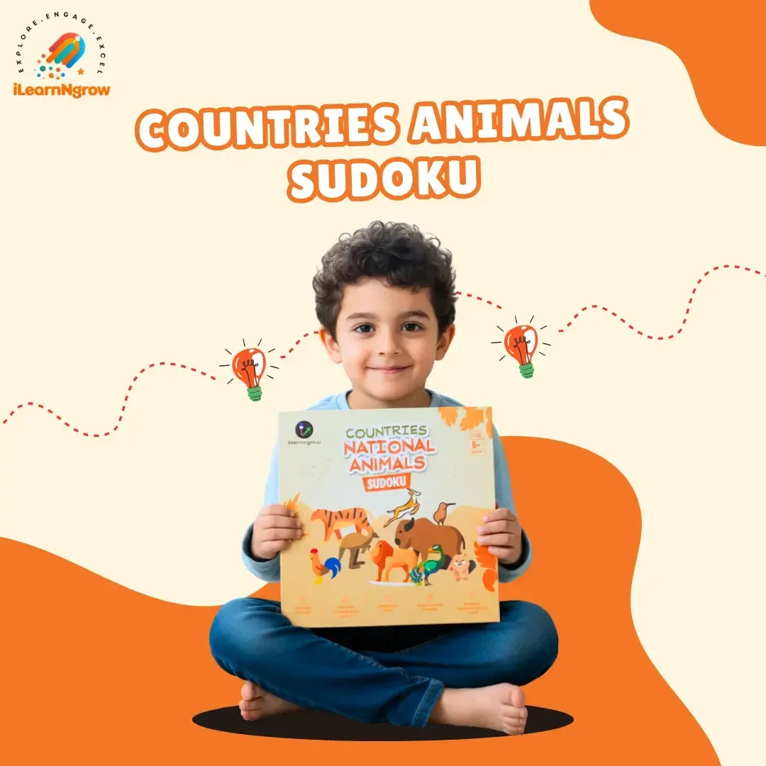 Countries Sudoku Combo for Kids – Currency, Flag & National Animal Sudoku Activity Set | Educational Puzzle Games - ilearnngrow Learning Solutions Pvt Ltd