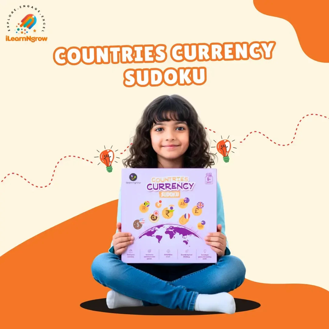 Countries Sudoku Combo for Kids – Currency, Flag & National Animal Sudoku Activity Set | Educational Puzzle Games - ilearnngrow Learning Solutions Pvt Ltd